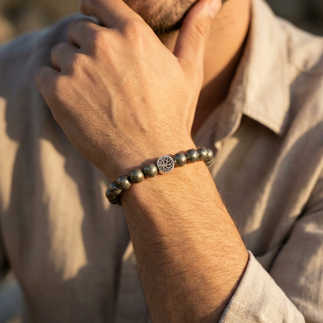 Bracelet Bouclier de Prospérité en Pyrite