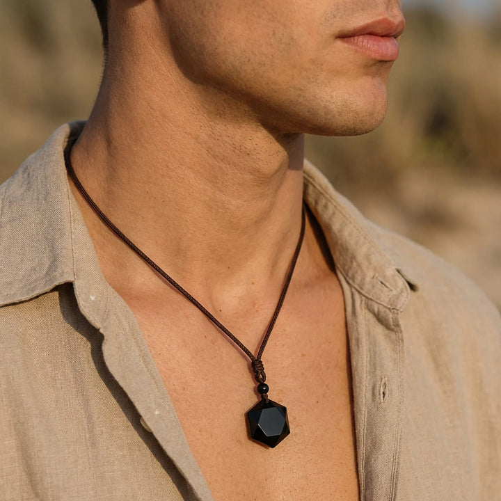 Pendentif "Étoile" en Obsidienne Noire