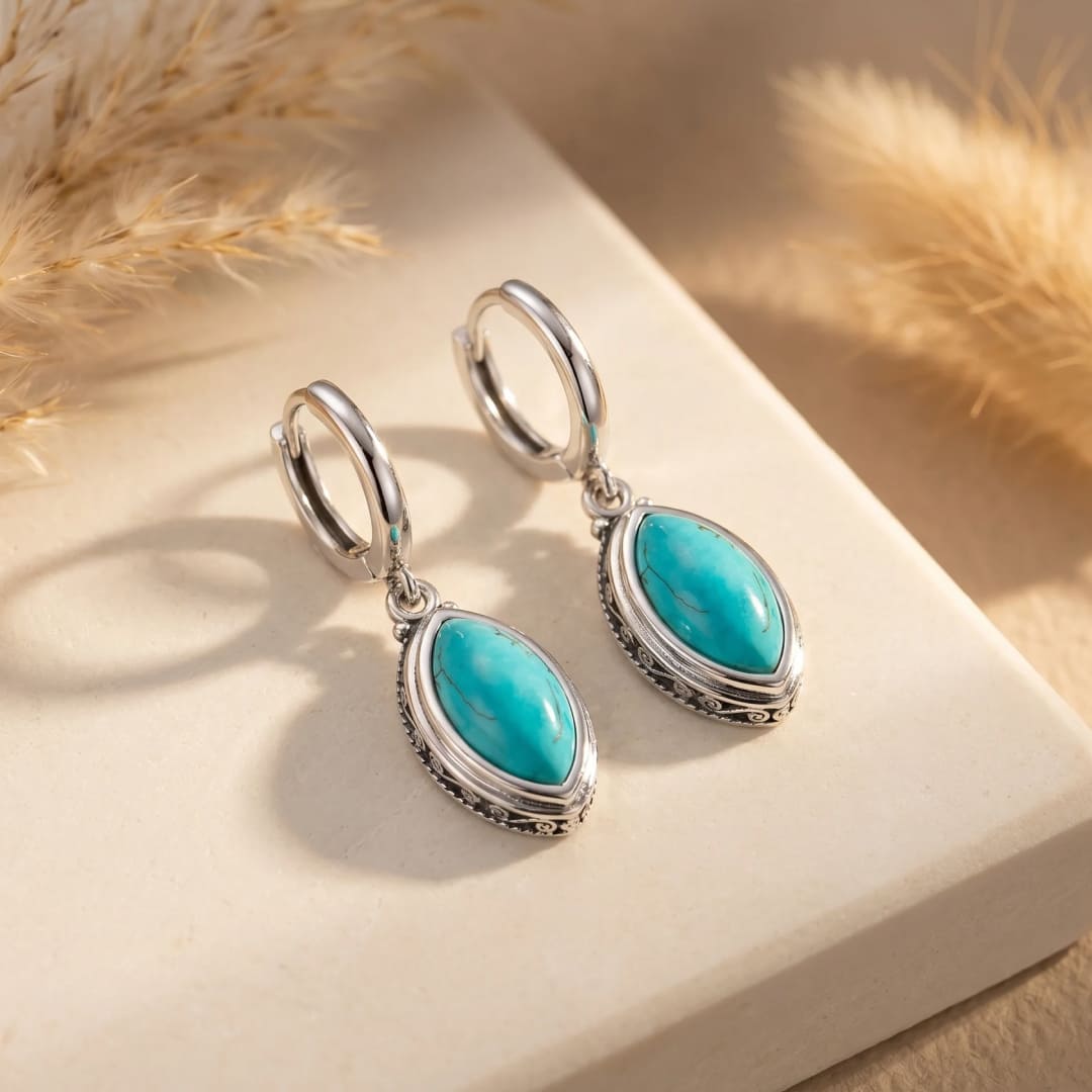 Boucles d'Oreilles "Douce Amulette" en Turquoise