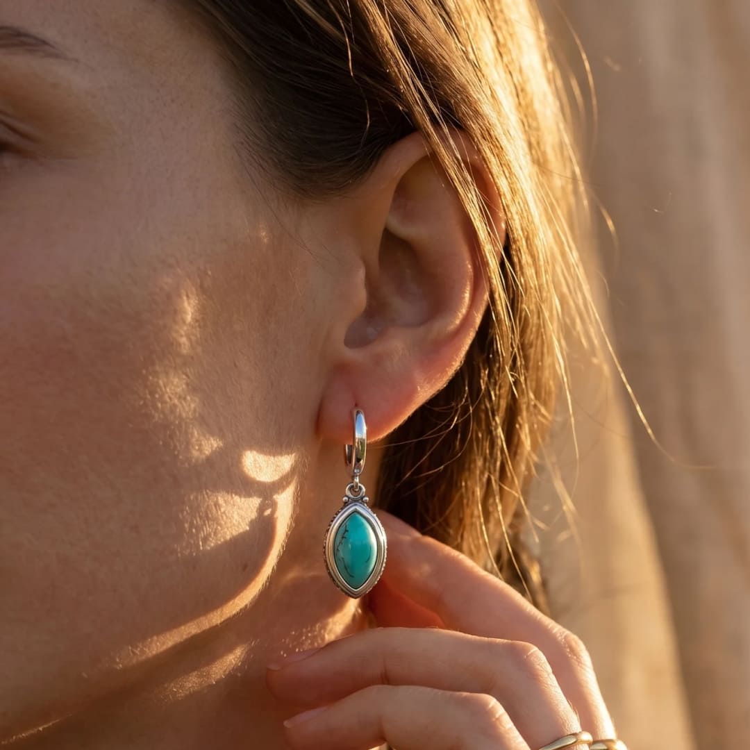 Boucles d'Oreilles "Douce Amulette" en Turquoise