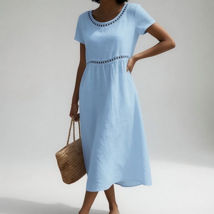 Robe Gabrielle| Robe mi-longue 100% coton brodée féminité douce