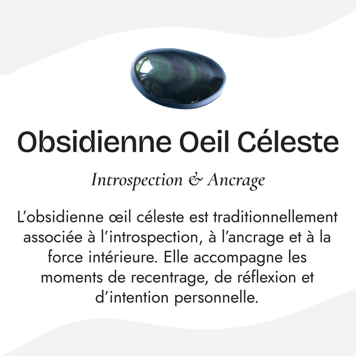 Bague Ajustable "Éveil de L'Âme" en Obsidienne Œil Céleste