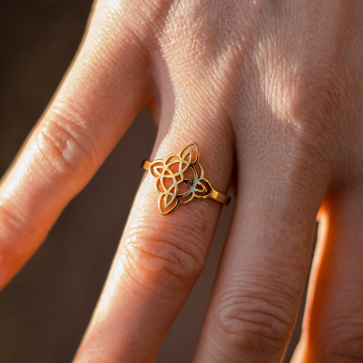 Bague Ajustable "Symbole de Protection" - Noeud de Sorcière
