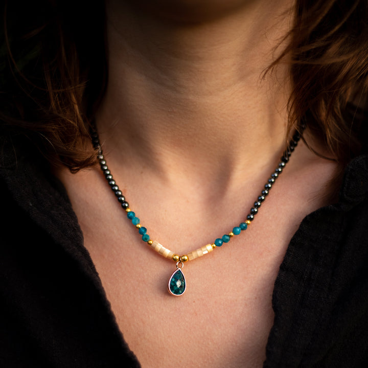 Collier Ras de Cou "Goutte" en Apatite