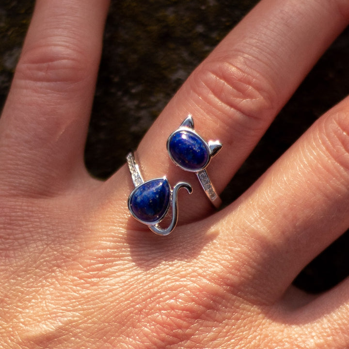 Bague Ajustable "Chat" en Lapis Lazuli