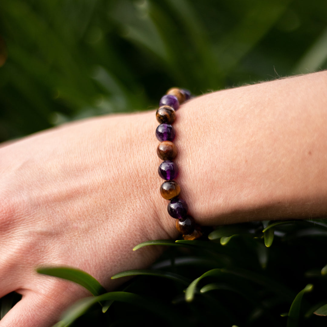 Bracelet "Délivrance" en Améthyste & Oeil de Tigre