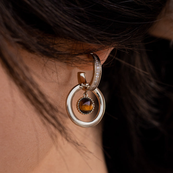 Boucles d’Oreilles "Éclat Félin" en Œil de Tigre