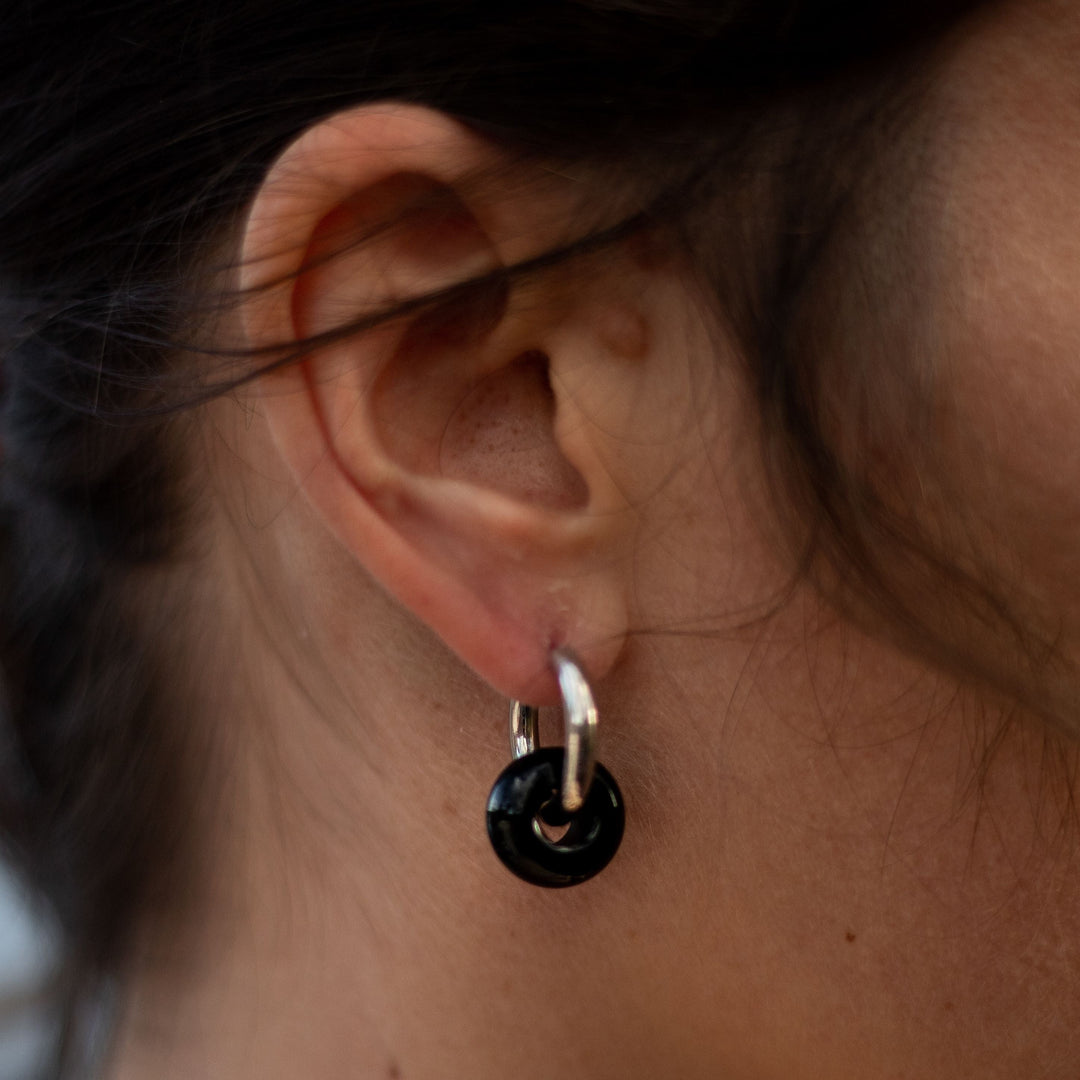 Boucles d'Oreilles "Double Créole" en Pierres Naturelles