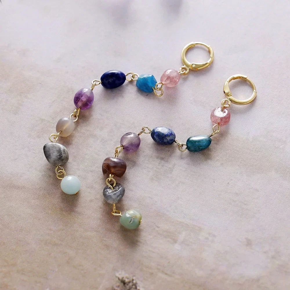 Boucles d'Oreilles "Cascade Bien-Être des 7 Chakras"
