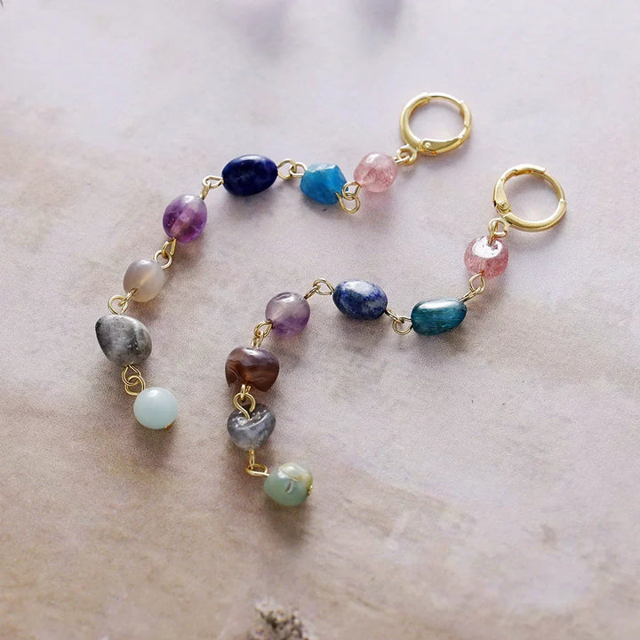 Boucles d'Oreilles "Cascade Bien-Être des 7 Chakras"