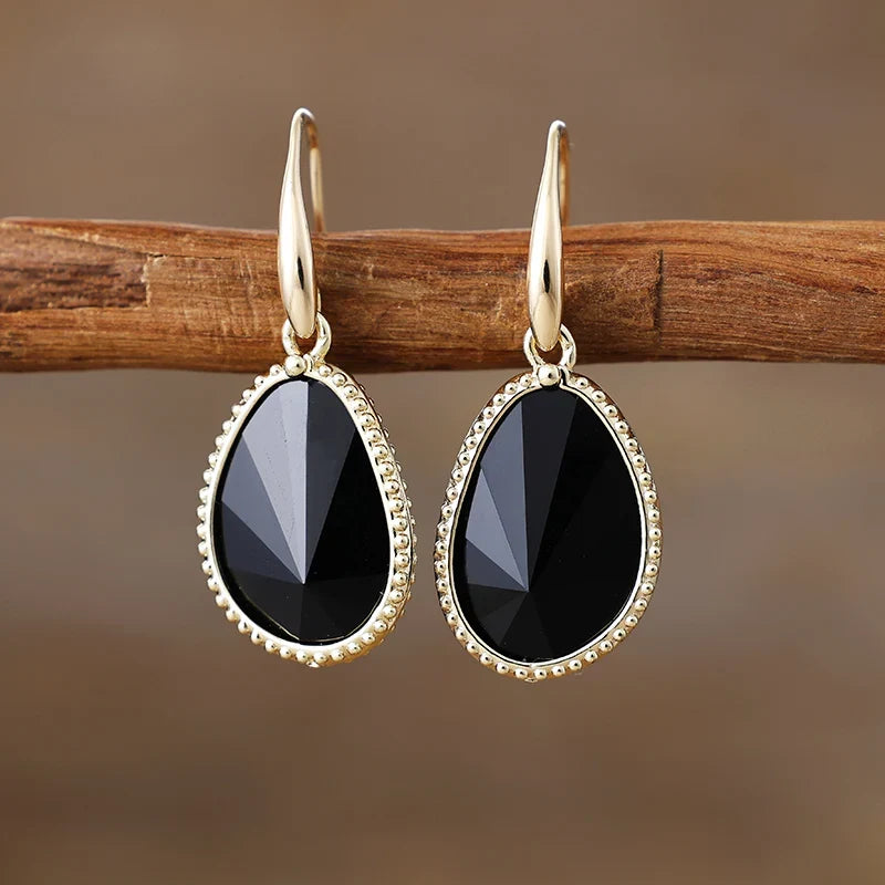 Boucles d'Oreilles "Symbole de Force" en Onyx