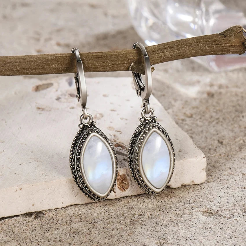 Boucles d'Oreilles "Clair de Lune" en Pierre de Lune