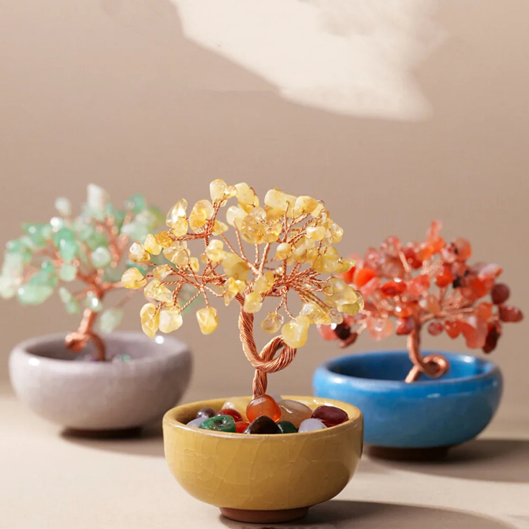 Arbre Décoratif Feng Shui en Éclats de Pierres Naturelles