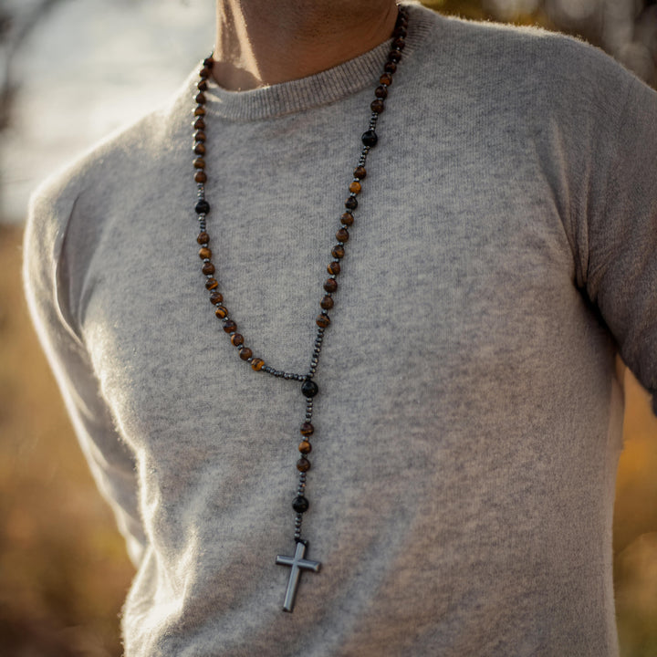 Collier Chapelet "Protection" en Oeil de Tigre