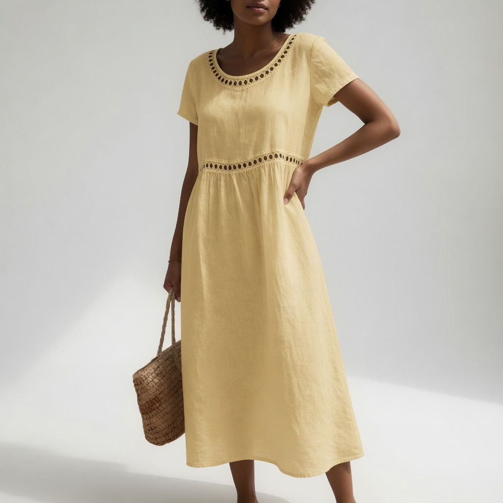 Robe Gabrielle| Robe mi-longue 100% coton brodée féminité douce