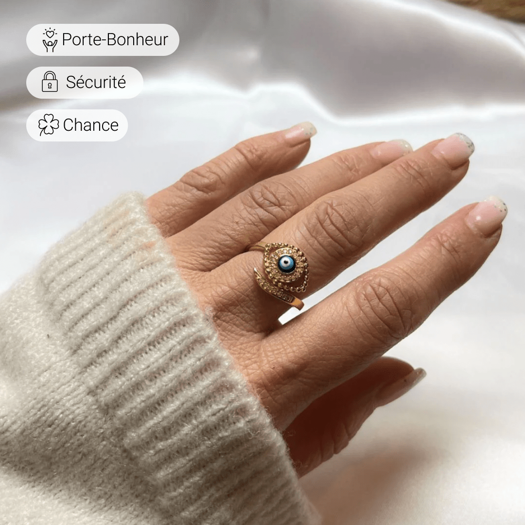 Bague Ajustable Oeil Bleu Porte-Bonheur