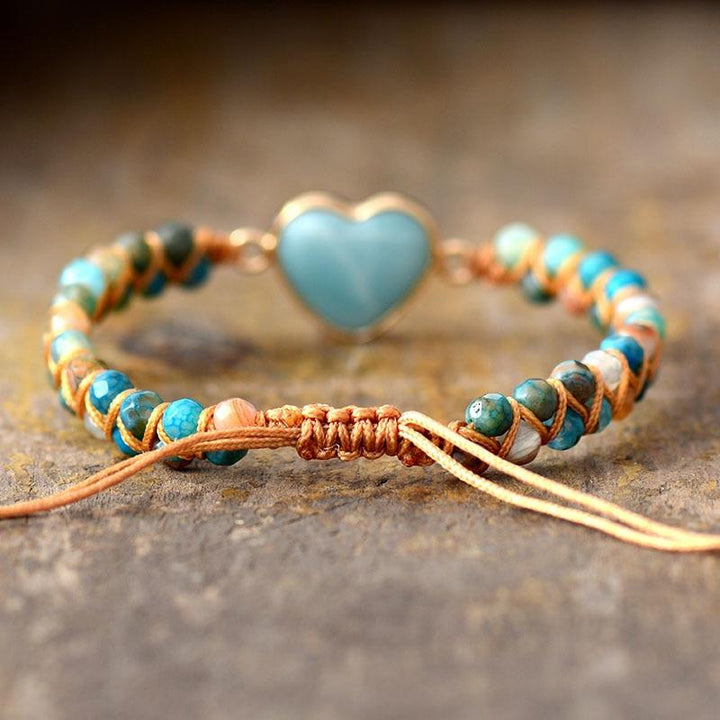 Bracelet Tressé "Cœur" en Amazonite