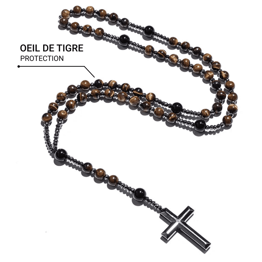 Collier Chapelet "Protection" en Oeil de Tigre
