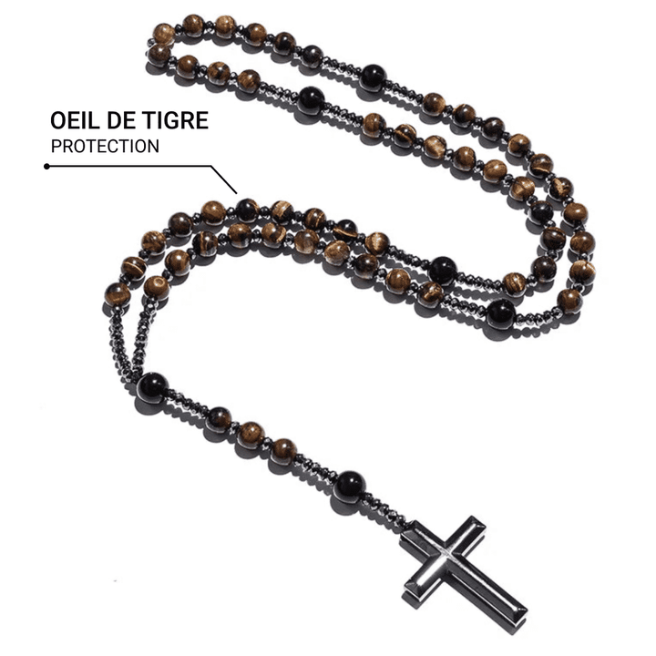 Collier Chapelet "Protection" en Oeil de Tigre