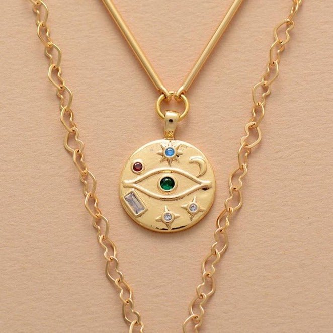 Collier Double Rang "Coeur Protecteur" en Oeil de Tigre