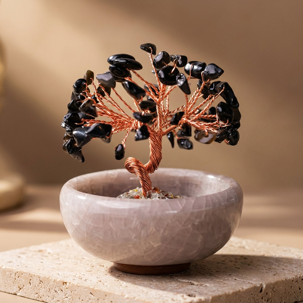 Arbre Décoratif Feng Shui en Éclats de Pierres Naturelles