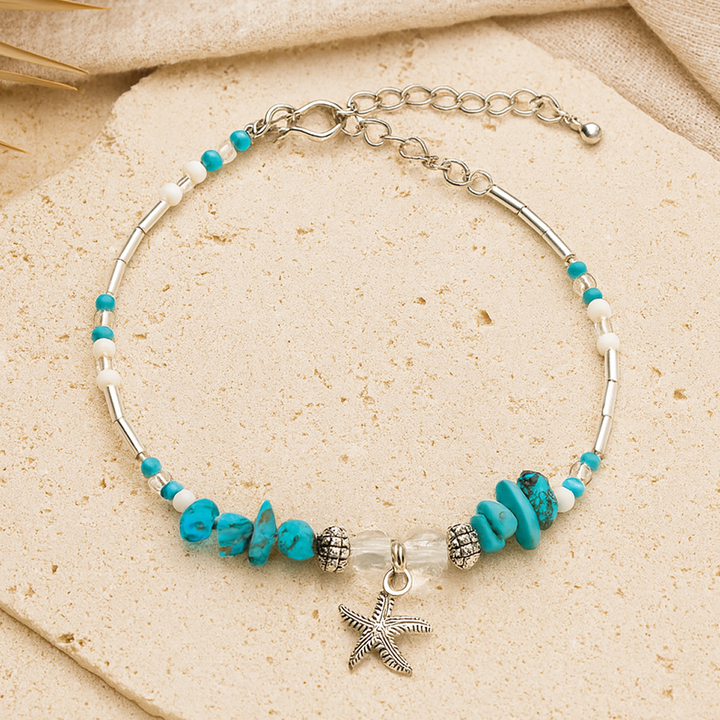 Bracelet de Cheville Étoile de Mer en Turquoise