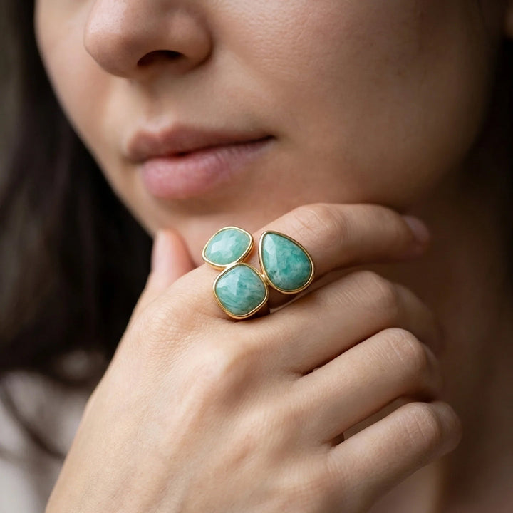 Bague "Triple Vague" en Amazonite