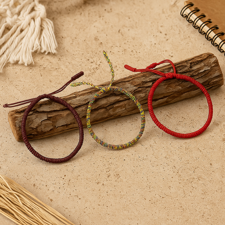 Trio de Bracelets Style Tibétain "Porte-Bonheur"