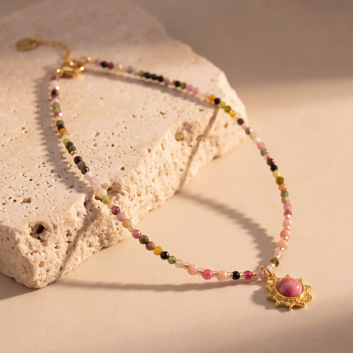Collier “Aura Viva” en Tourmaline & Rhodonite