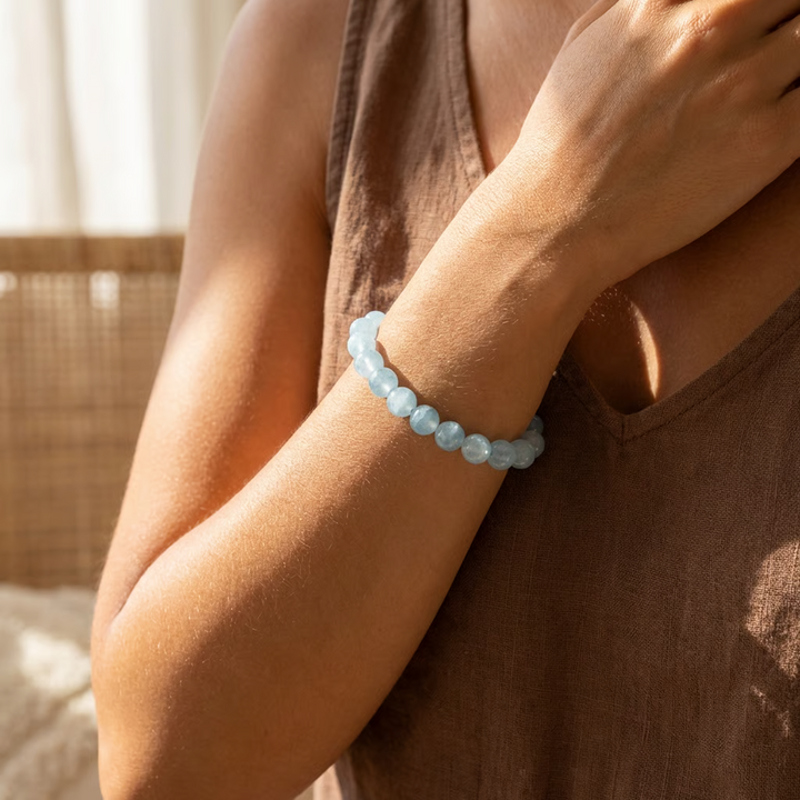 Bracelet "Bonheur" en Aigue-Marine