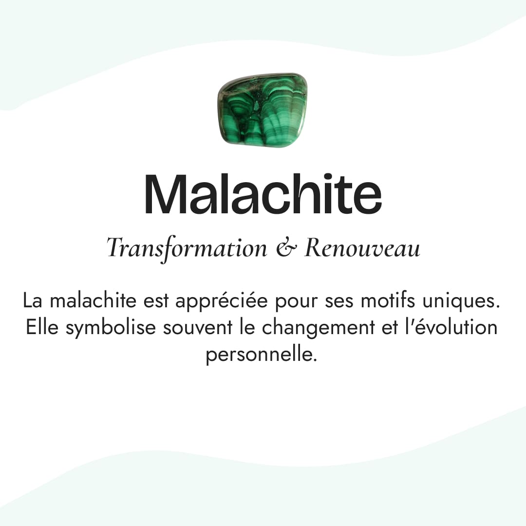 Bracelet "Nouveau Départ"en Malachite et Cristal de Roche