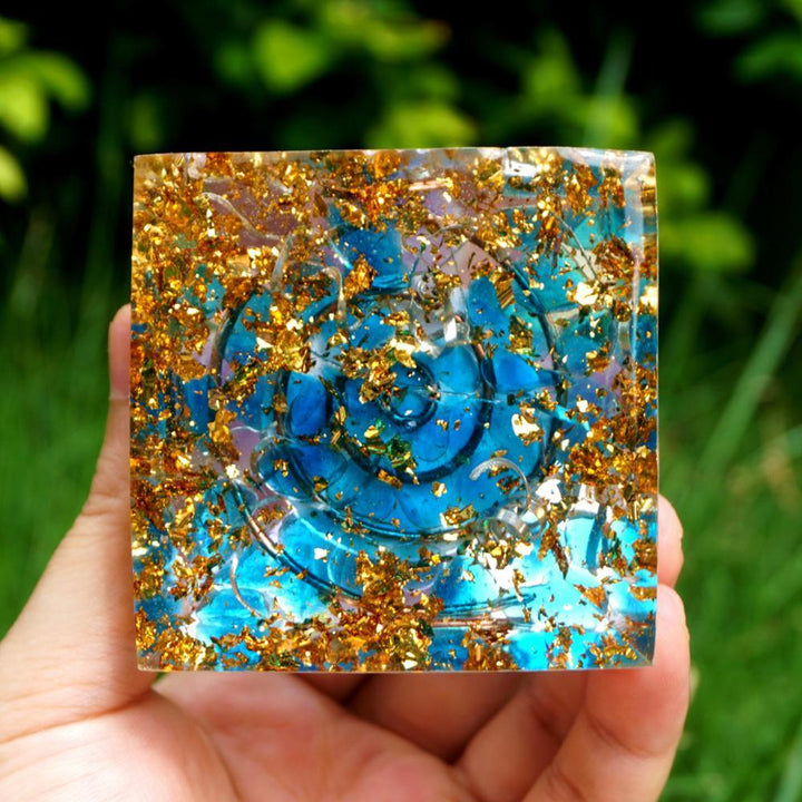 Orgonite "Refuge" en Améthyste & Quartz Bleu