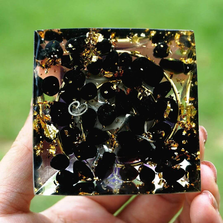 Orgonite "Galaxie" en Améthyste & Obsidienne Noire