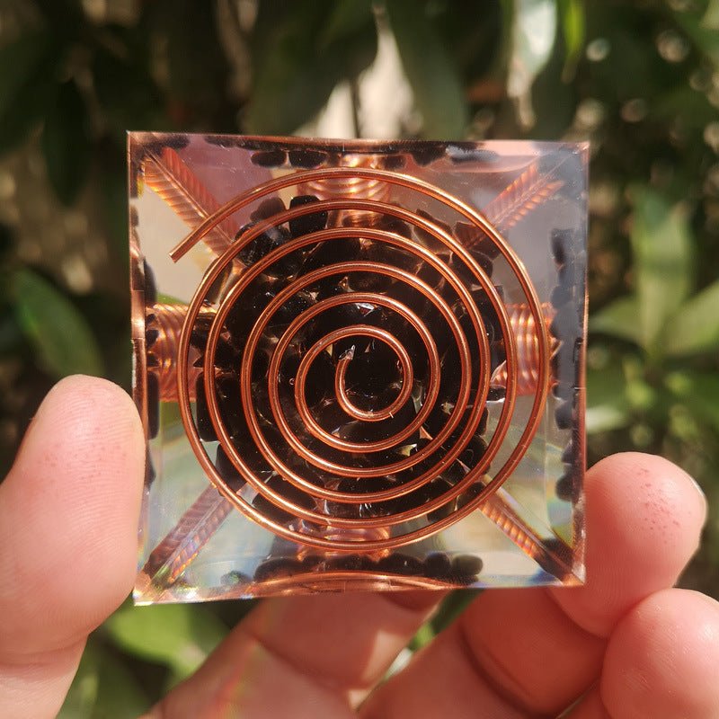 Orgonite "Protection Symbolique" en Obsidienne