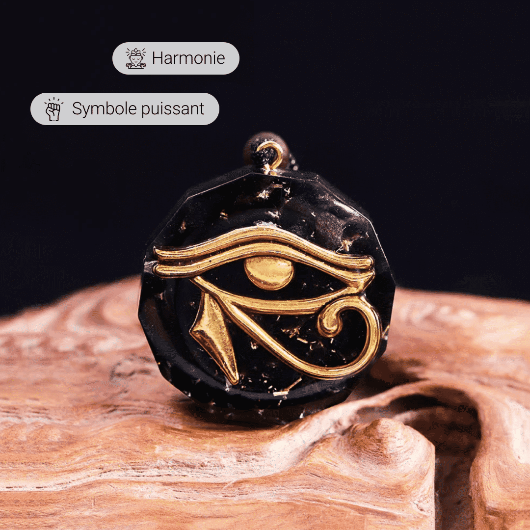 Pendentif Orgonite Oeil d'Horus en Éclats de Pierres
