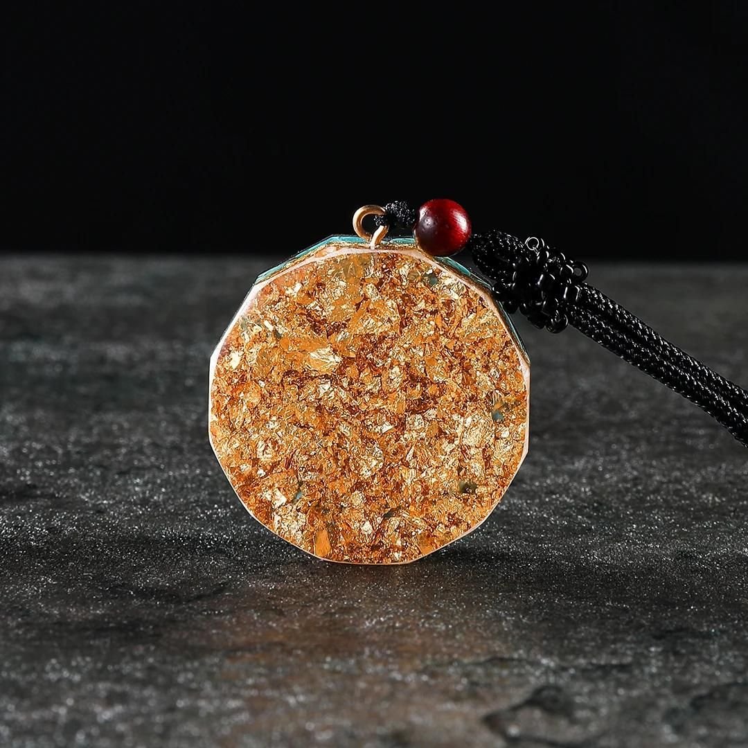 Pendentif Orgonite "Cube de Métatron" en Obsidienne & Grenat