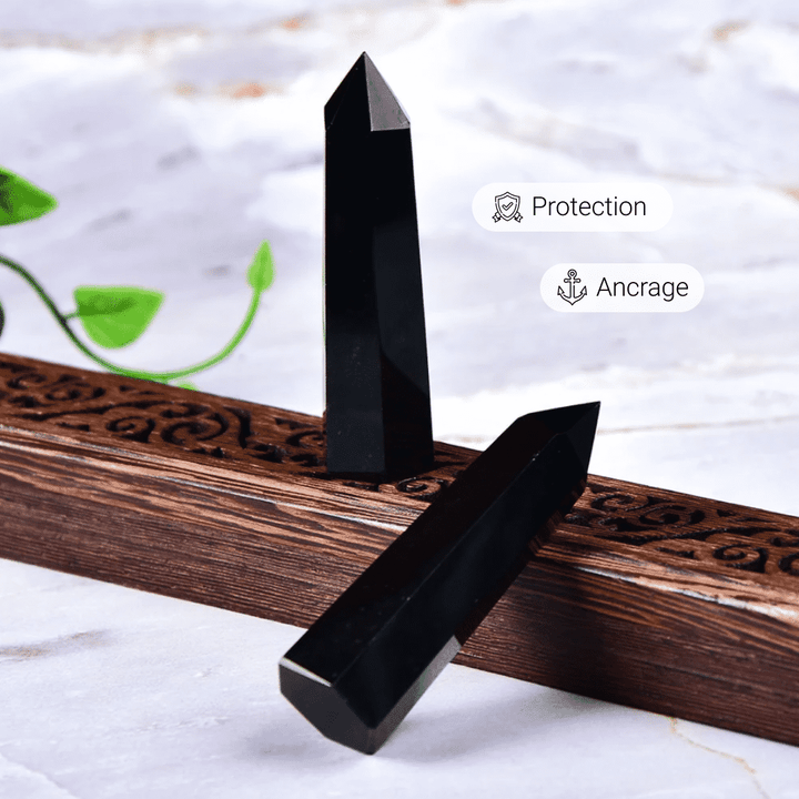 Pointe Protection Symbolique en Obsidienne Noire