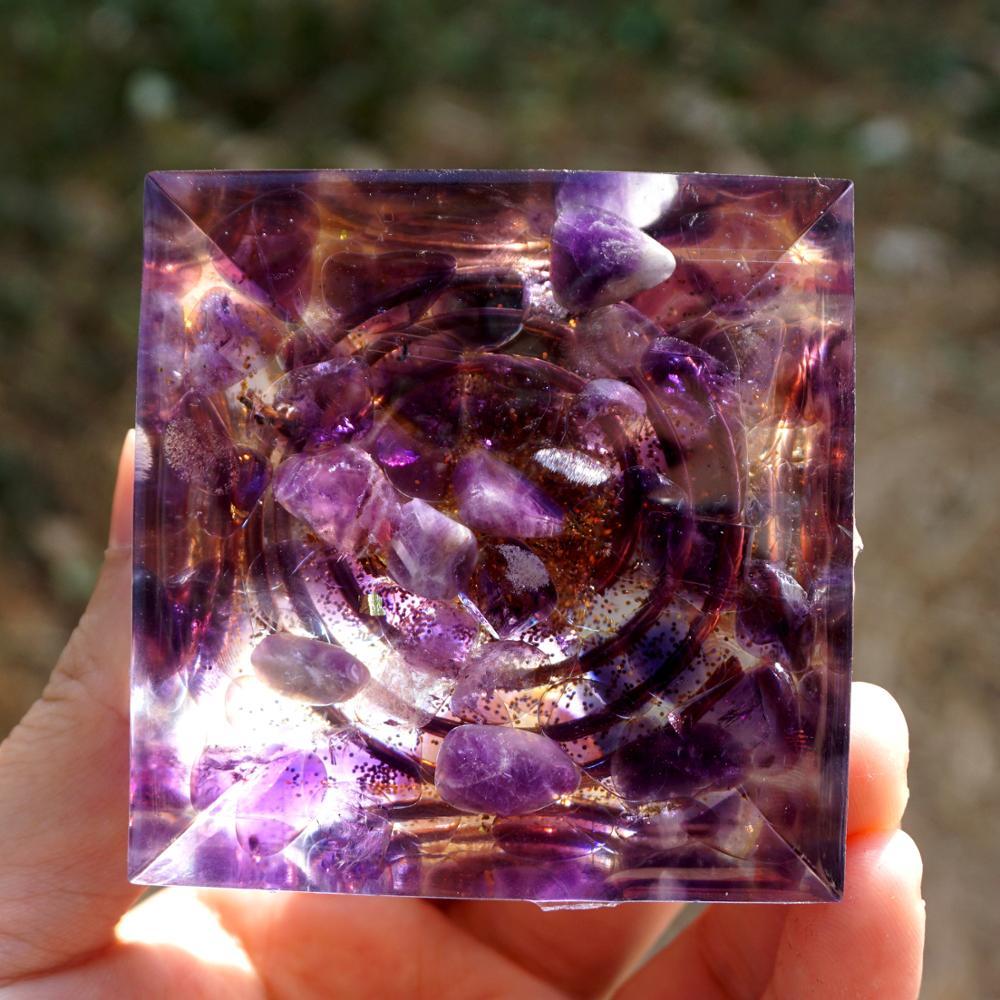Orgonite "Lâcher-Prise" en Améthyste & Quartz Fumé